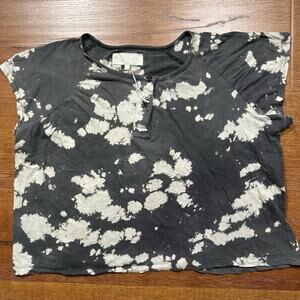 The Great Oversized T Shirt Women 1 Black Tie Dye Acid Wash Cotton USA Retro